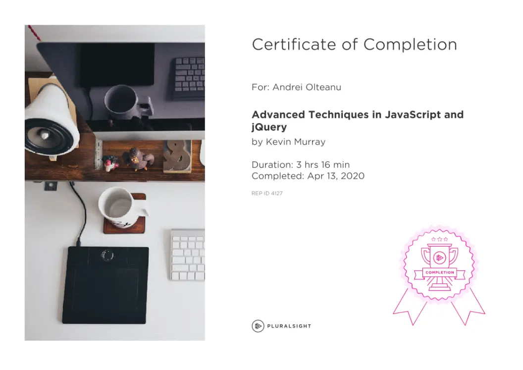 Certificate Advanced Techniques in JavaScript and jQuery image
